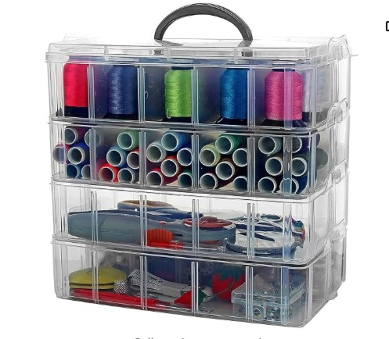 Clear 4-Tier Stackable Storage Containers with lids - 40 Adjustable Compartments for Craft Organizers - Storage box for Jewelry, beads, kids toys, makeup box and sewing supplies
